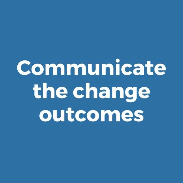New Angles Change Lab, step 6, Communicate change outcomes